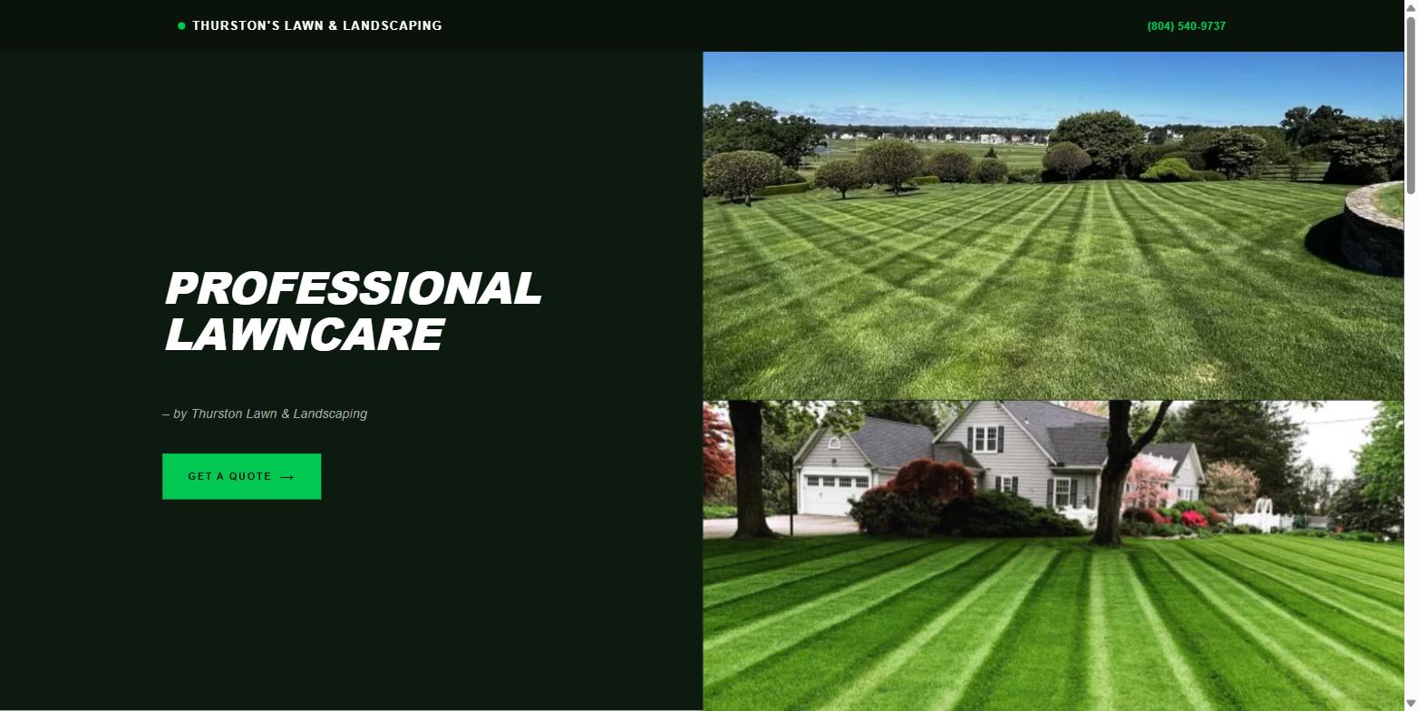Thurston Landscaping website screenshot